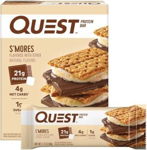 Best Quest Nutrition S’mores Protein Bar 21g Protein 4g Net Carbs – Top Amazon Pick