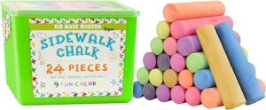 Best Kid Made Modern Non Toxic Sidewalk Chalk Bucket 24 Count – Top Amazon Pick