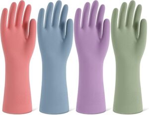Best Rubber Cleaning Gloves for Dishwashing 4 Pairs Reusable – Top Amazon Pick