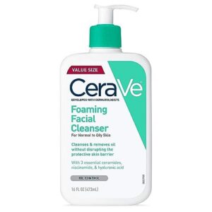 Best CeraVe Foaming Facial Cleanser, Daily Face Wash for Oily Skin, Hyaluronic Acid + Ceramides + Niacinamide, Fragrance Free & Paraben Free, Non-Drying Oil Control Face Wash, 16 Fluid Ounces – Top Amazon Pick