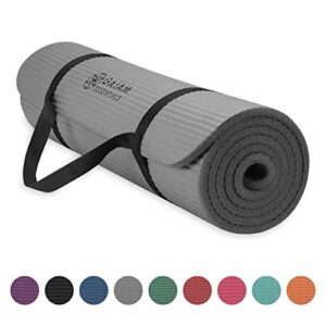 Best Gaiam Essentials Thick Yoga Mat Fitness & Exercise Mat with Easy-Cinch Carrier Strap,72″L X 24″W X 2/5 Thick, 10mm – Top Amazon Pick